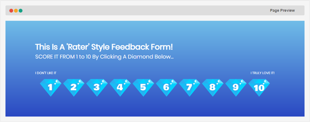 Star rater feedback form