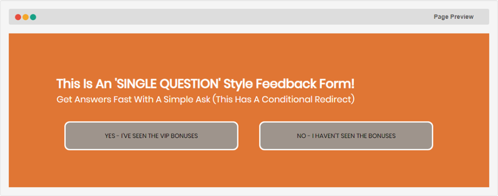 Single question feedback form
