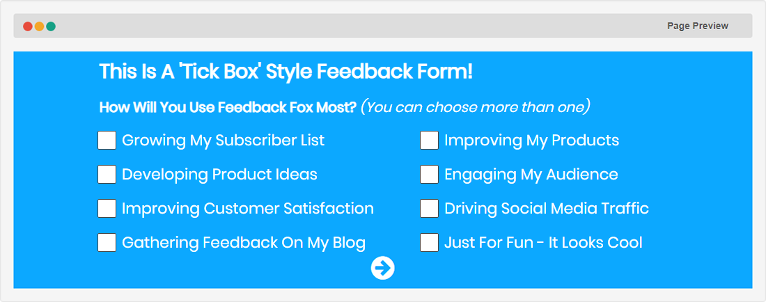 Tick box Style Form